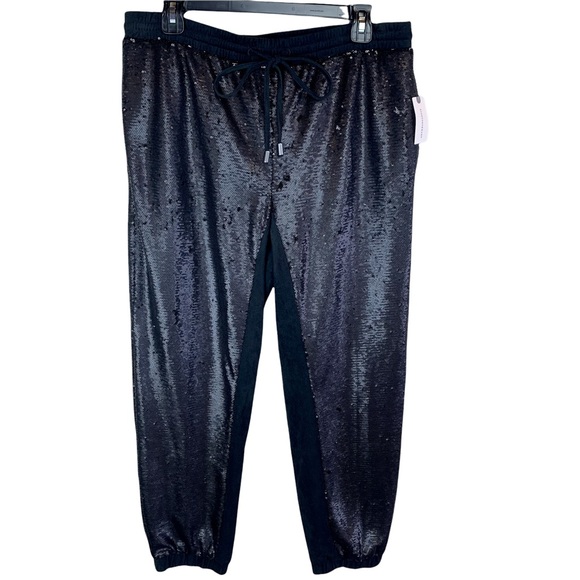 Anthropologie Sequined Maria Joggers Black Sequin Medium - Picture 8 of 16